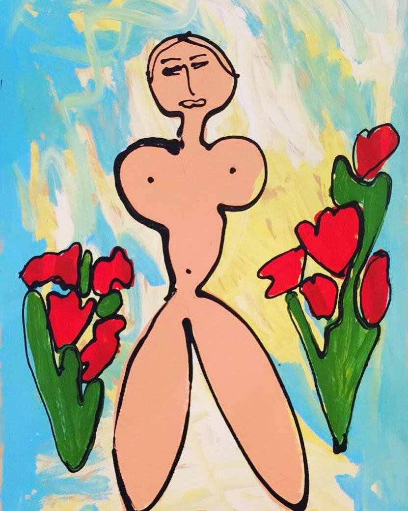 Chica con flores